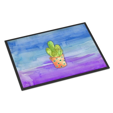 Carolines Treasures 18 x 27 in. Cactus Blue & Purple Watercolor Indoor or Outdoor Mat BB7363MAT